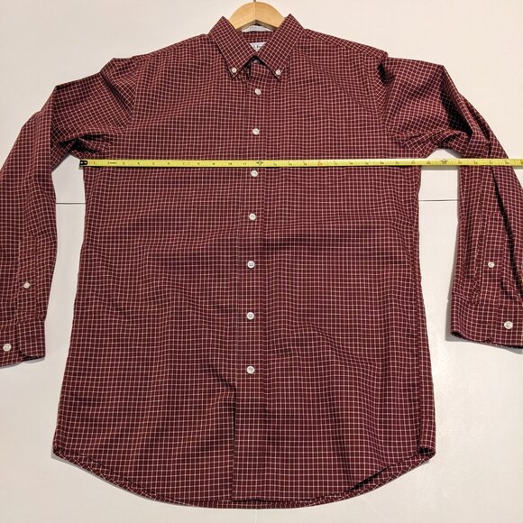LLBean Slightly Fitted Red Wrinkle-Free Check Shirt Size Medium Tall - Picture 8 of 11